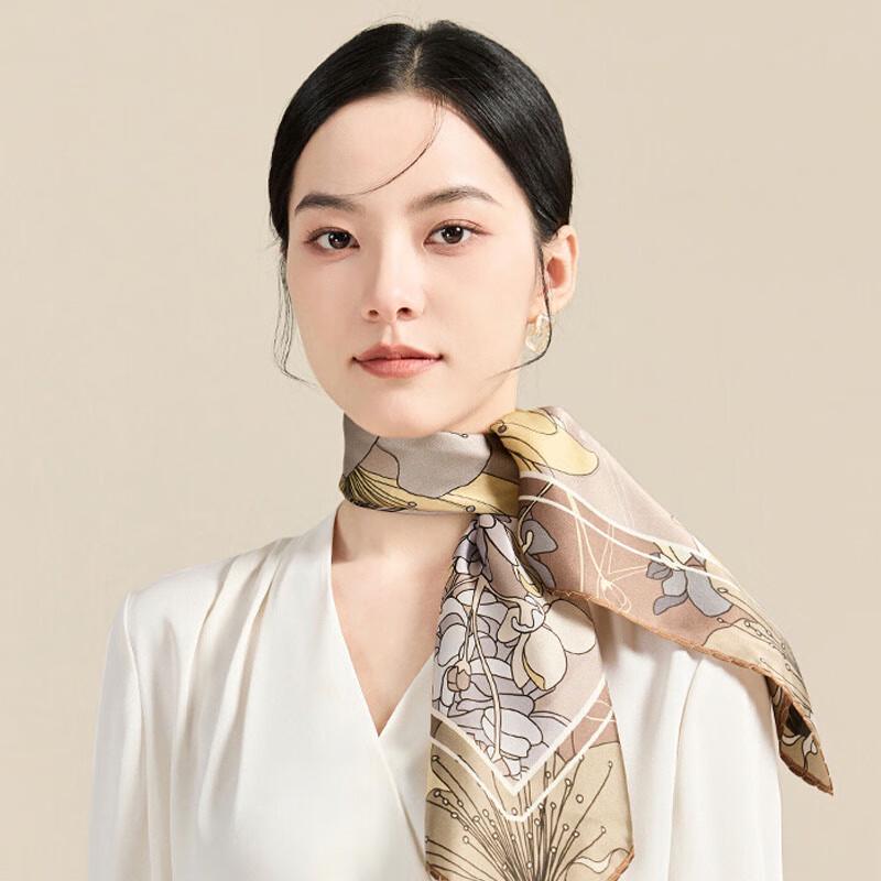 JIUMU Printed Mulberry Silk Scarf One Size