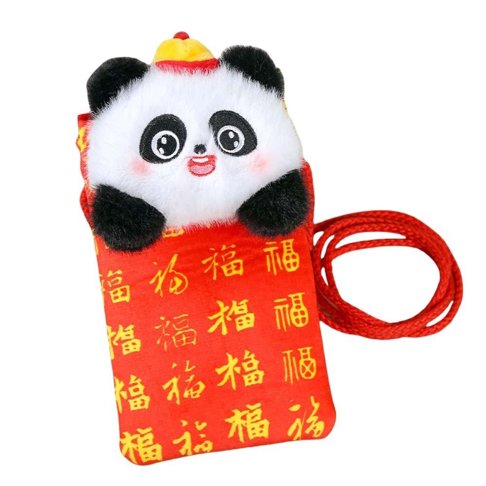 

Новогодние благословения слова панда парча красный конверт новогодний денежный мешок леди девушки женщины StyleB