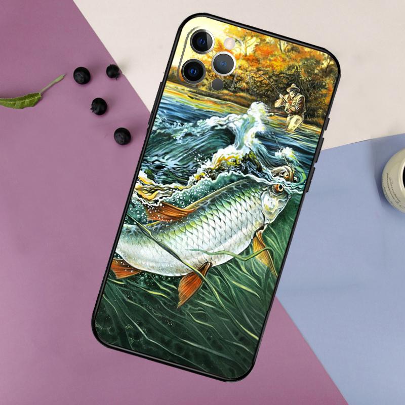Fish Fishing Phone Case For iPhone 17 16 15 14 11 12 13 Pro Max Plus 12 13 mini 16e 17 Air Bumper Cover