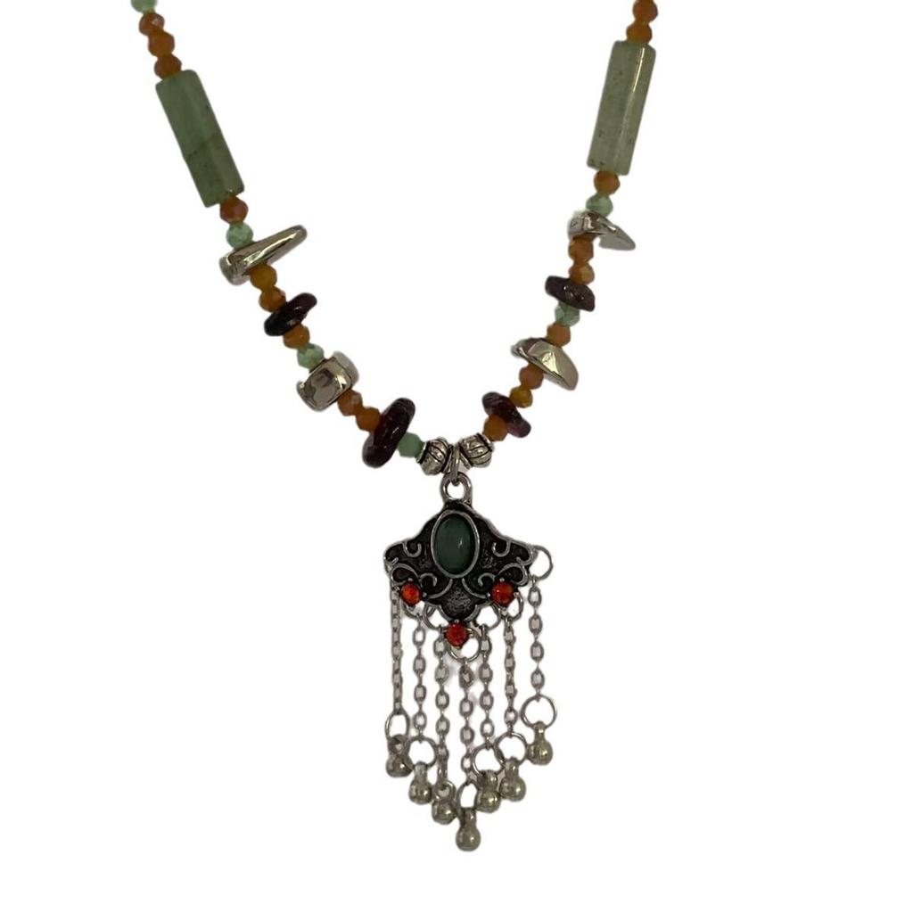 Chinese Retro Tassel Peace Lock Necklace - Light Luxury, Versatile Beaded Clavicle Chain