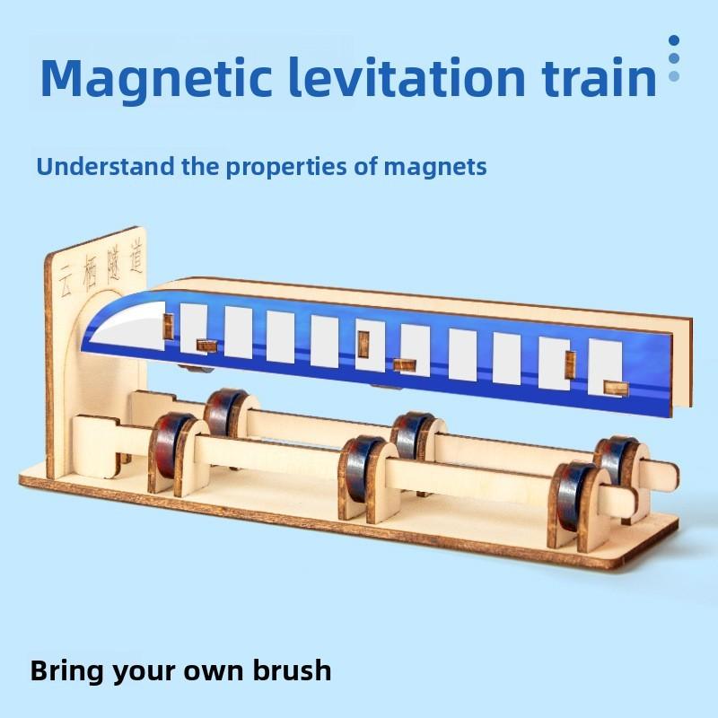 Wooden Assembled Maglev Train Scientific Experiment Children Puzzle Toy Set For Learning And Diy Kids