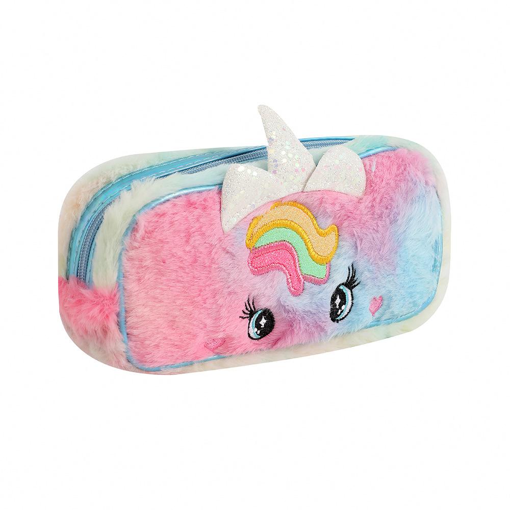 Furry Pencil Holder Adorable Cute Pencil Case Cartoon Stationery Bag Soft Plush Pencil Bag For Stationery Storage School