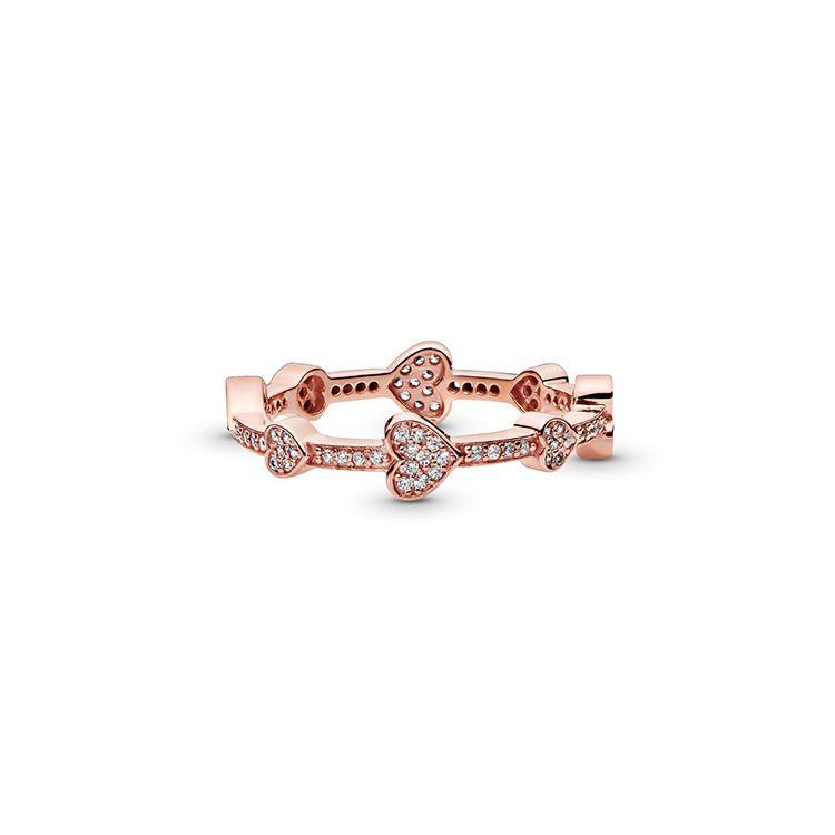Pandora Rose Gold Sparkling Heart Allure Heart Ring Women ring 187729CZ 56