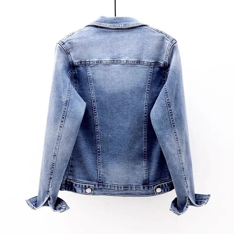 Danmo Women Short Denim Jackets Vintage Long Sleeve Jeans Outwear Casual Female Coat Spring Autumn