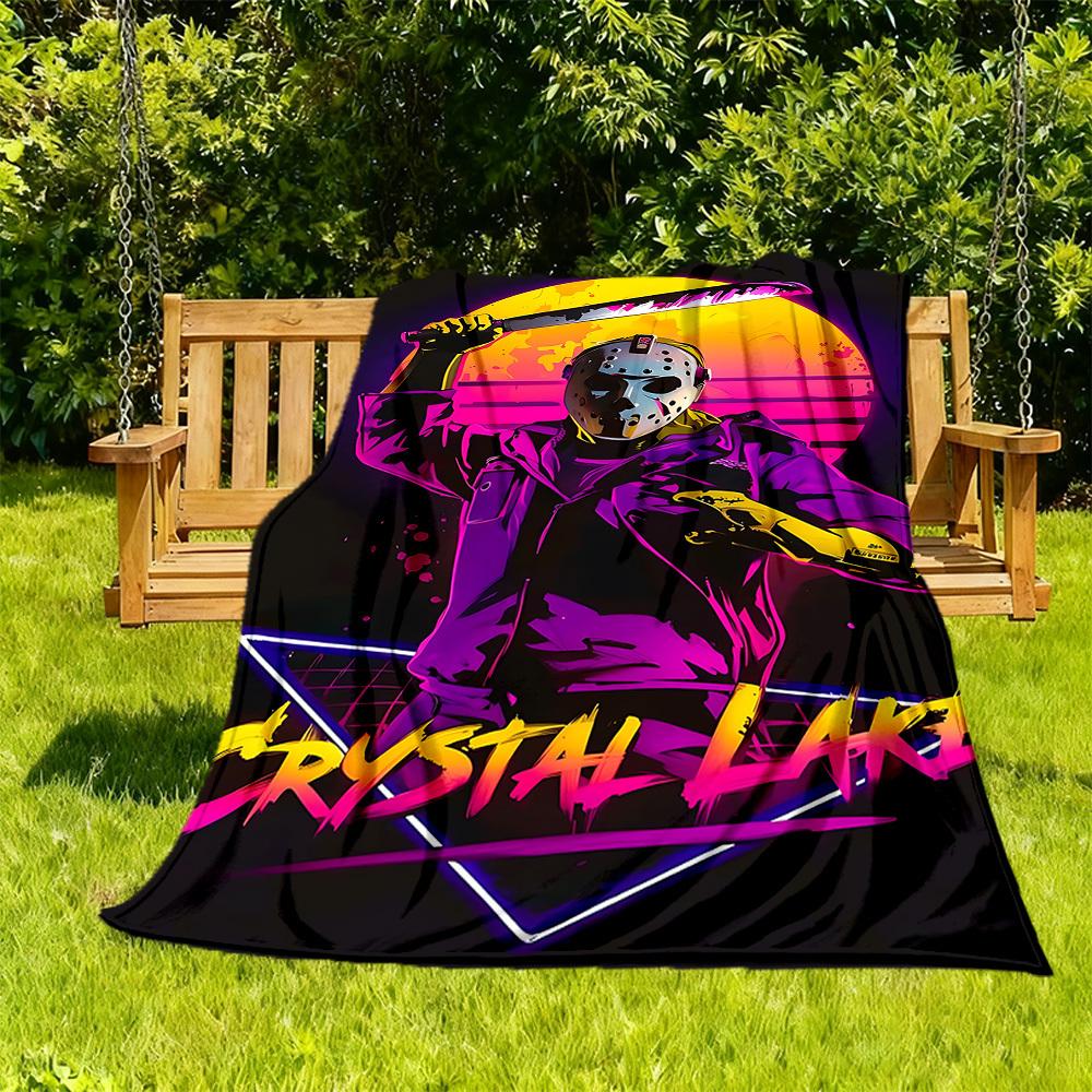 1pc Friday the 13th Jason Voorhees Outdoor Blanket Lightweight Flannel, Soft & Warm, All Season Use for Sofa, Outdoor, Camping, Living Room, Office