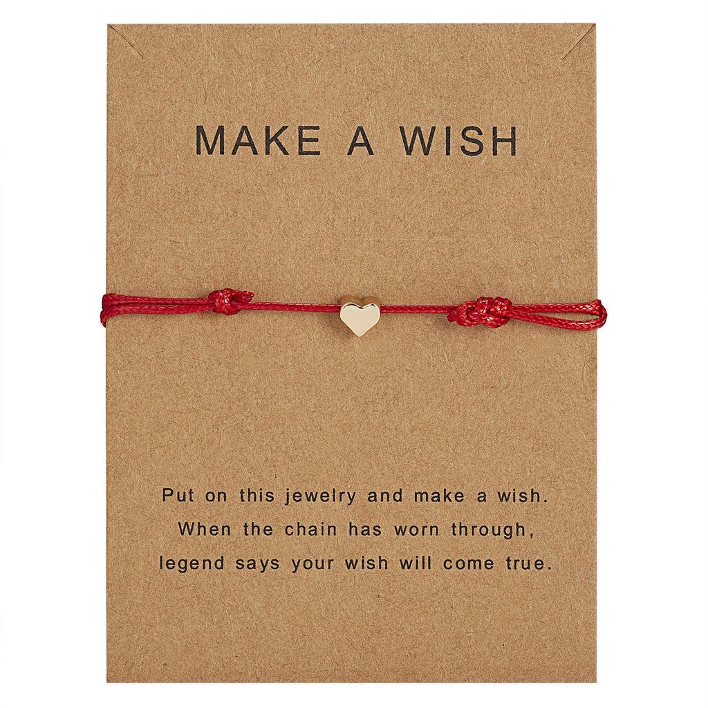 Adjustable Woven Bracelet with Love Charm - European & American Style Jewelry