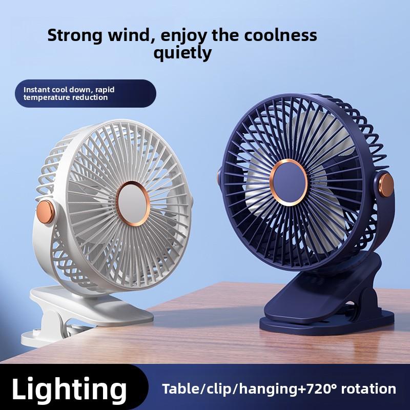 New Desktop Fan with Clamp Attachment, Powerful and Quiet Night Light, Dual Charging and Plugging Version, Suitable for Bedroom Use.