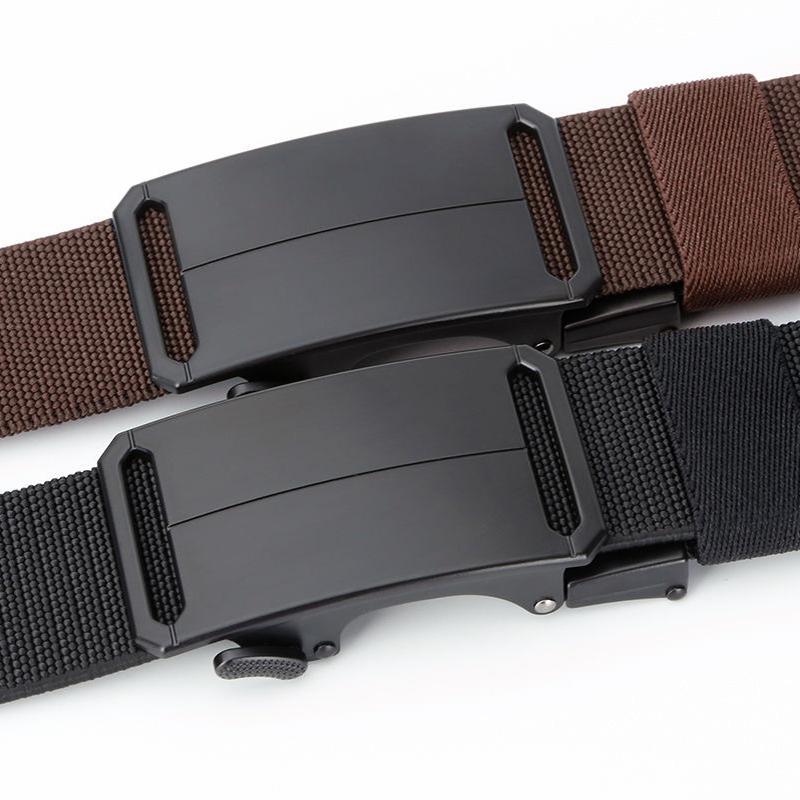 Metal Automatic Buckle Elastic Canvas Belt for Men Durable Stretch Tactical Waistband for Outdoor Training, Hunting Casual Pants