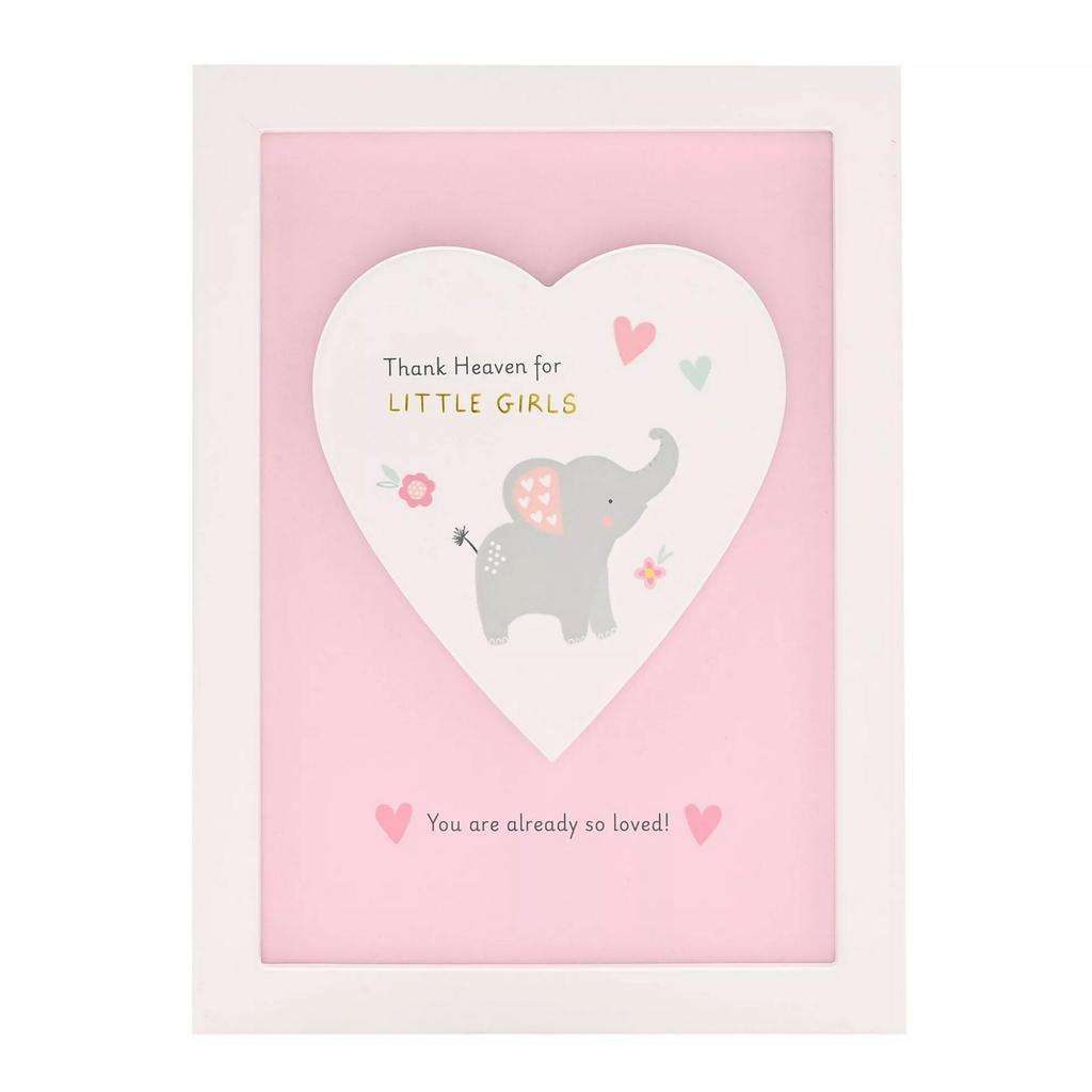 Celebrations Hello Baby Thank Heaven Little Girls Heart Framed Plaque