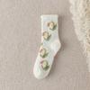 Female Autumn and Winter Thickened Lovely Tender Flowers Do Not Drop Hair Sleep Floor Socks