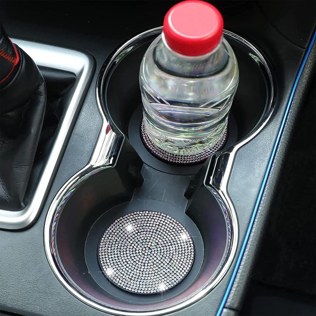 Universelle Auto-Zubehör Getränkehalter x2, Auto-Zubehör Glitzer Untersetzer, Rutschfeste Silikon-Untersetzer, Glänzende Strasssteine, Auto-Zubehör Innenraum