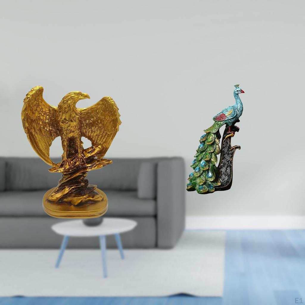 Peacock Statue Sculpture Desktop Ornament Artwork Gift Animal Collection Elegant Tabletop Decorative