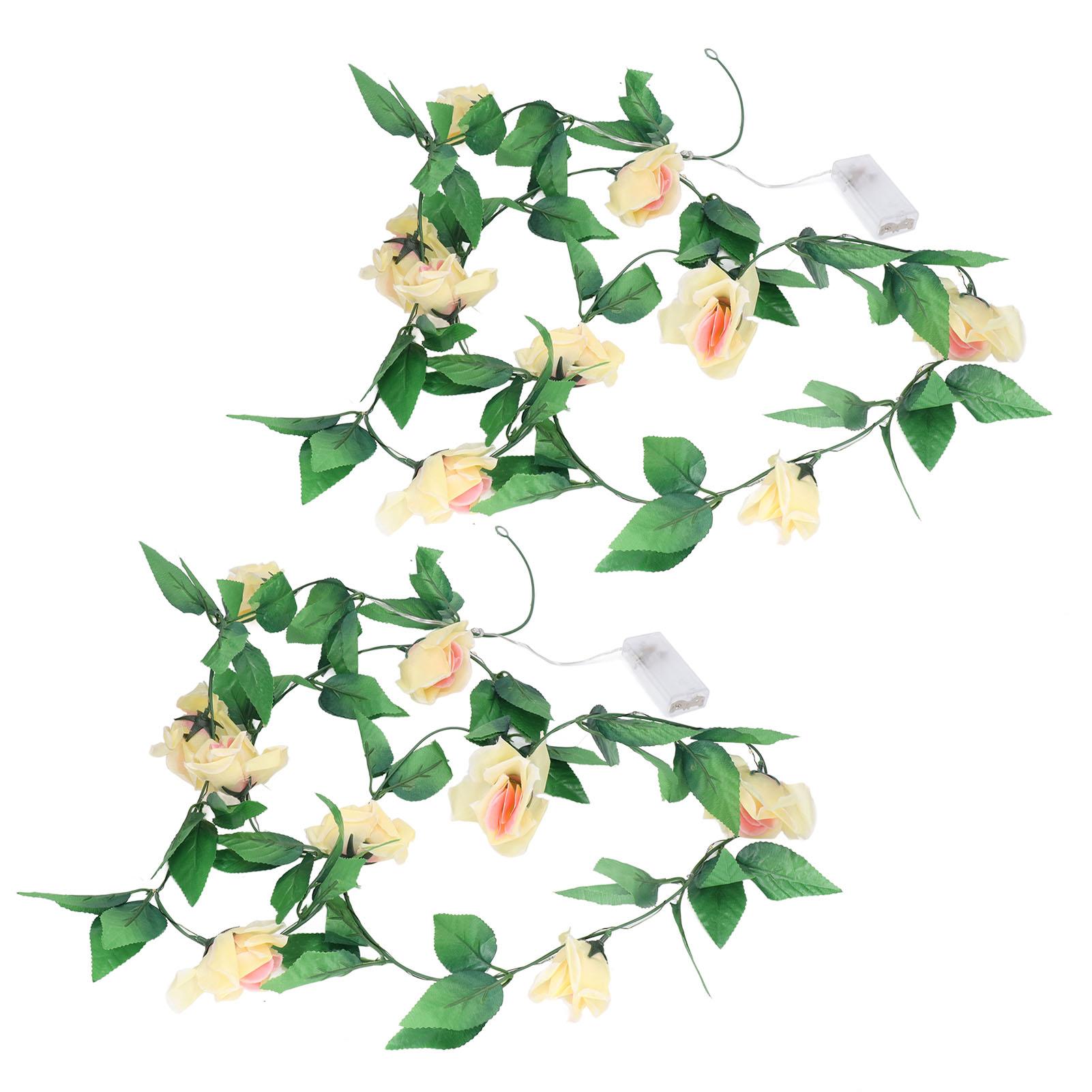 

Flower String Lights 2pcs 7.8ft 20 LED Battery Powered Rose Garland Fairy Lights Garden Party Backdrop Wall Decor