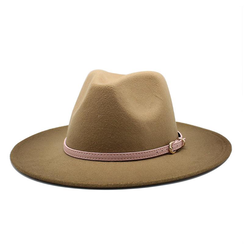 British Style Big-Brimmed Top Hat Season Men And Women Spray Paint Gradual Change Color Two-Color Woolen Jazz Hat