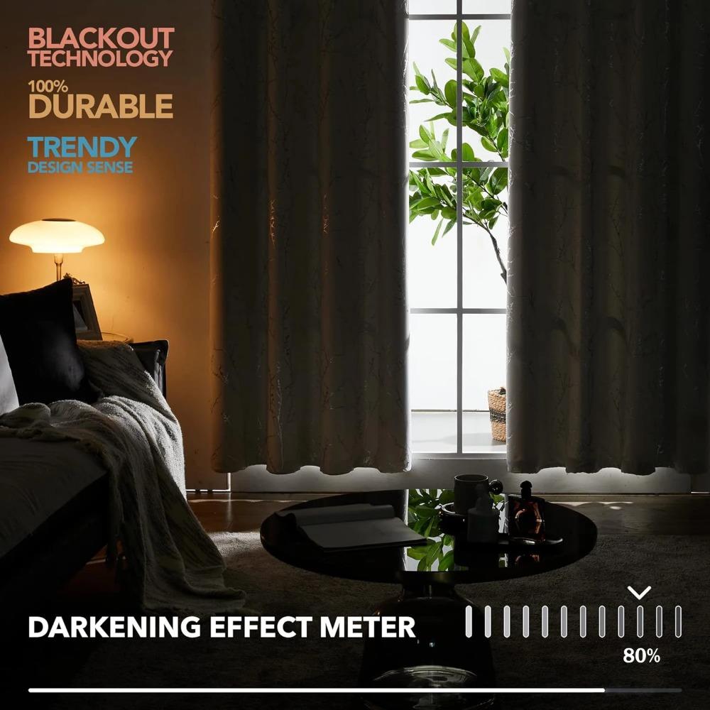 Gold/Silber bedruckte Verdunkelungsvorhänge für Fenster im Wohnzimmer und Schlafzimmer, hohe Schattierung, Türverdunkelungsvorhänge, dicke Jalousien