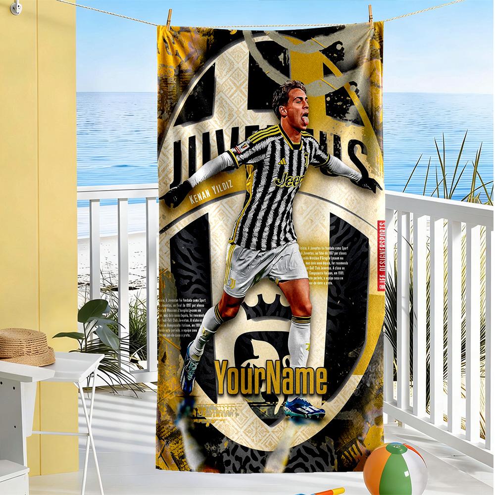 Juventus Customize Your Name Beach Towel High Absorbency & Quick-Dry Suitable for Sports Travel Swimming Yoga Bathroom Beach And Pool