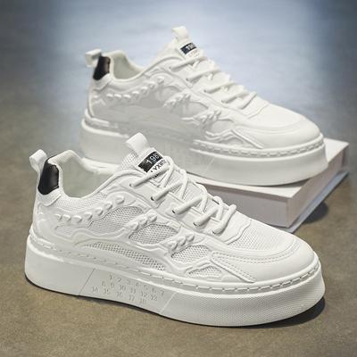 Zapatos de hombre 2024 otoño nuevos zapatos de lona transpirables tendencia de hombre versátiles plataforma zapatos blancos deportivos y de ocio zapatos de plataforma