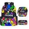 Rainbow Friends Three-Piece Set, Primary And Secondary School Students Satchel, Animation Cartoon Pencil Case, Large Capacity, And Wear-Resistant