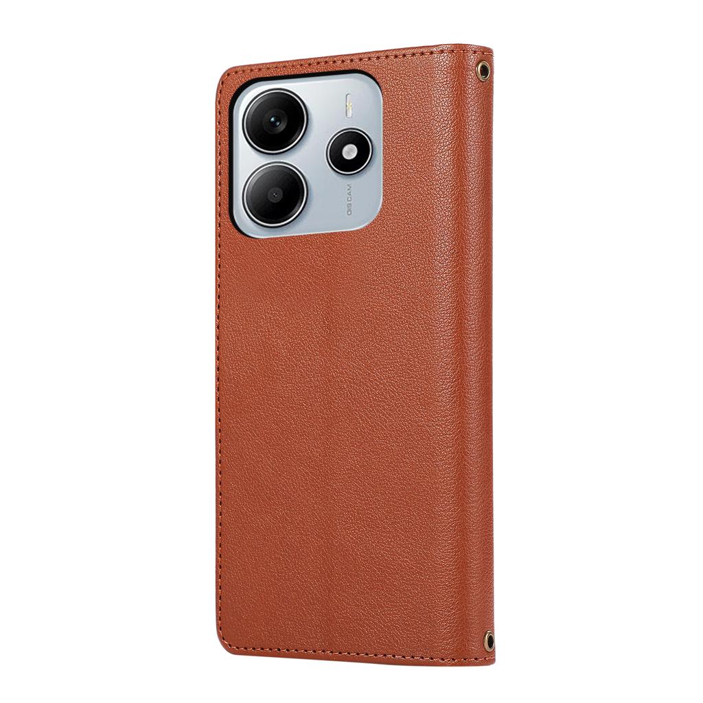 For Xiaomi Redmi Note 14 4G (163.25mm) Case Multi Card Slots Zipper Leather Phone Cover with Wrist Strap - Purple