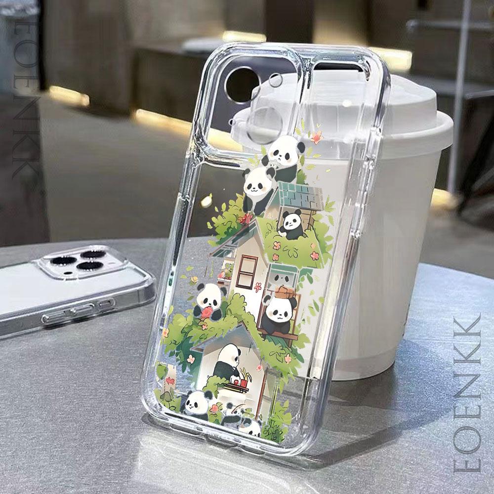 Climbing wall panda Phone case iPhone17 16pro 15 Pro Max 11 12 13 16 14 Plus Silicone Shockproof transparent phone case