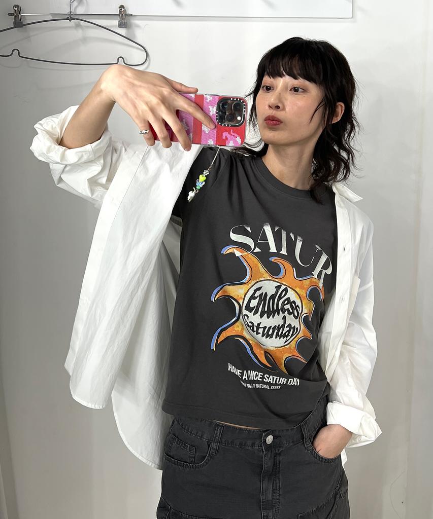 Seteo Sun Retro Graphic Short Sleeve T-Shirt Retro Charcoal