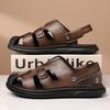 Fashion Summer New Cow Leather Sandals for Men Solid Color Outwear Breathable Beach Slipper Shoes Man Fashion Casual Anti-slip Sandals