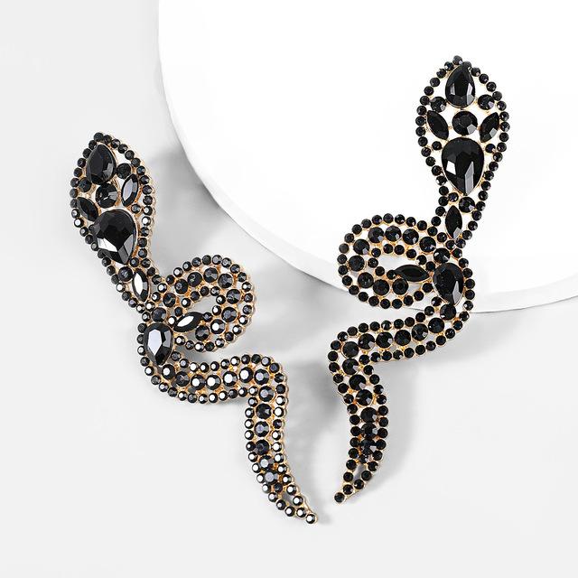 

Металлические геометрические серьги в форме змеи, популярные и простые висячие серьги для женщин чёрный
