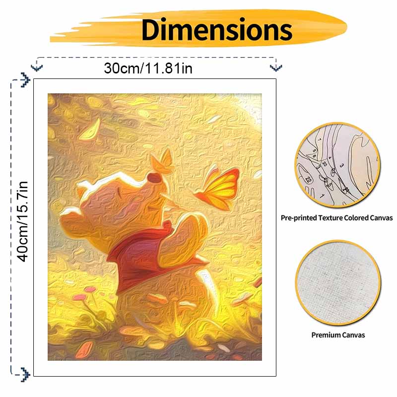 Disney Winnie the Pooh oil painting painting art cute bear butterfly handmade diy painting home decoration gift