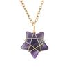 Hand-Wound Gold Natural Crystal Agate Pentagram Tiger Stone Star Necklace N583