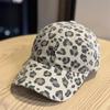 American contrasting color personalized letter embroidery soft top thin leopard print baseball cap children autumn and winter versatile age-reducing c