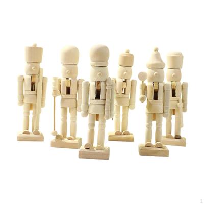 6x DIY Wooden Christmas Nutcrackers Xmas Decor Desktop Ornaments Nutcracker Figures for Cabinet