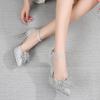 B New Pointed Women's Shoes High-heeled Waterproof Table Shiny Pearl Flower Wedding Shoes Light Mouth Not Tired Feet Silver