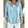 Womens Oversized Knit Hooded Zip-Up Cardigan Winter 2026 Solid Color Casual Sweater