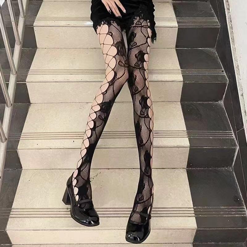 Gothic Fishnet Tights for Women Sexy Mesh Stockings Lolita Y2K Patterned Pantyhose Trendy Leggings for Alternativewear