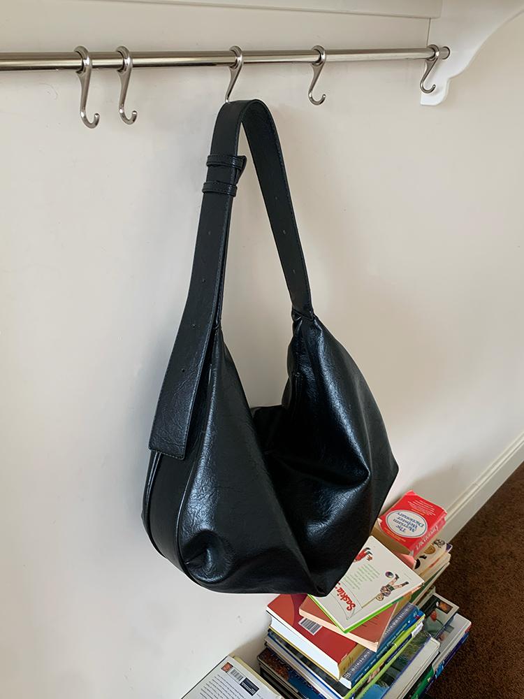 Weiches PU-Leder Damen Hobo Schultertasche Große Kapazität Damen Retro Lässige Umhängetaschen Einfarbige Damen Tragetaschen