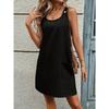 New Women's Summer Casual Denim Style Sleeveless Tank Dress with Pockets - Breathable & Comfortable