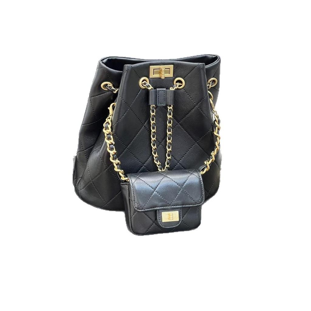 Top Layer Cowhide Canvas Double Shoulder Bag 2025 New Style High-end Sense All-match Gray Cowhide Small Fragrance Style Back Bag Canvas Bag