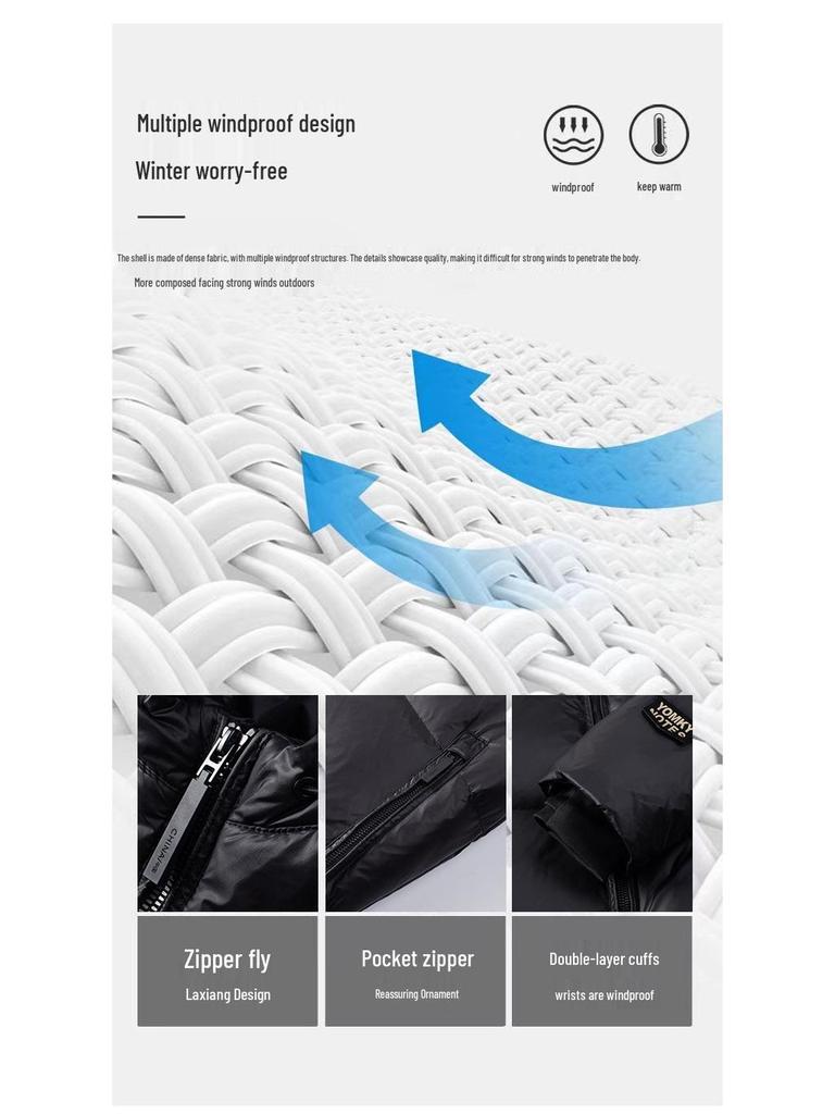 Men's and Women's Black Gold Thickened Down Jacket - Short Style for Autumn and Winter