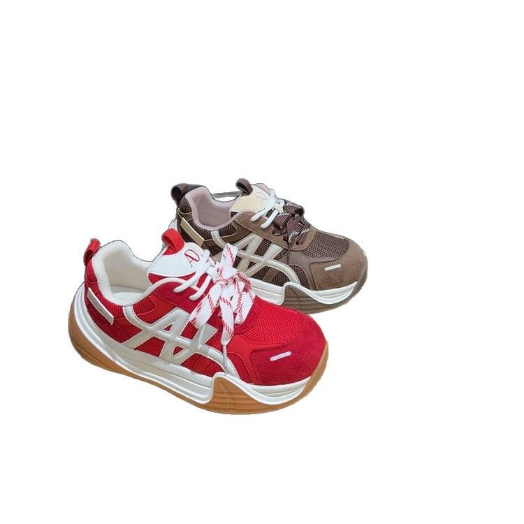 Leather Platform German Training Shoes Women's 2025 Autumn New Flat-soled Heightening Shoes Retro Running Casual Sports Forrest Gump Shoes