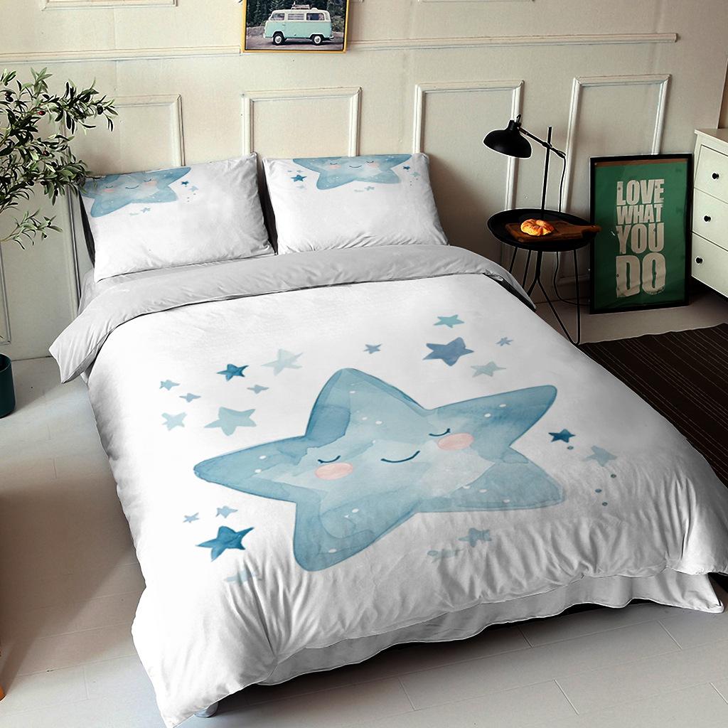 

Fresh Healing Star Printed Bed Three-Piece Set, Bedding, Digital Printed Bedding 135*200