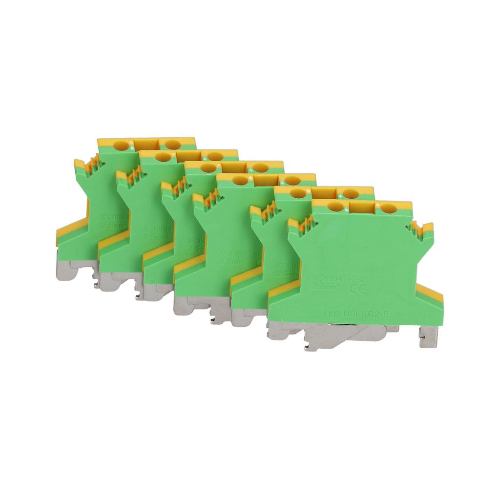 50 Stück DIN-Schienenmontageklemme 2-Kanal Erdung Elektrische Crimpklemmenblock USLKG?2.5