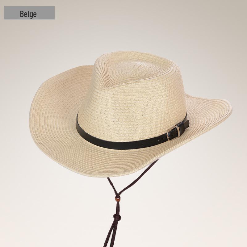 Men's Trendy Wide Brim Denim & Straw Foldable Sun Hat for Outdoor Travel