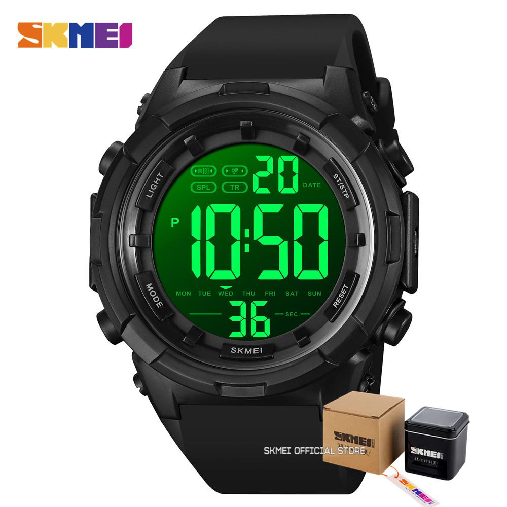 SKMEI LED Light Sports Watches Mens Countdown 2 Time Digital Wristwatch Alarm Date Clock 5Ba Waterproof Relogio Masculino 1845