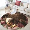 Eagle and vintage rose pattern round rug,Carpet Rug for Living Room Bedroom  Playroom ,Non-slip Floor Mat,Holiday Gifts and Birthday Gifts.