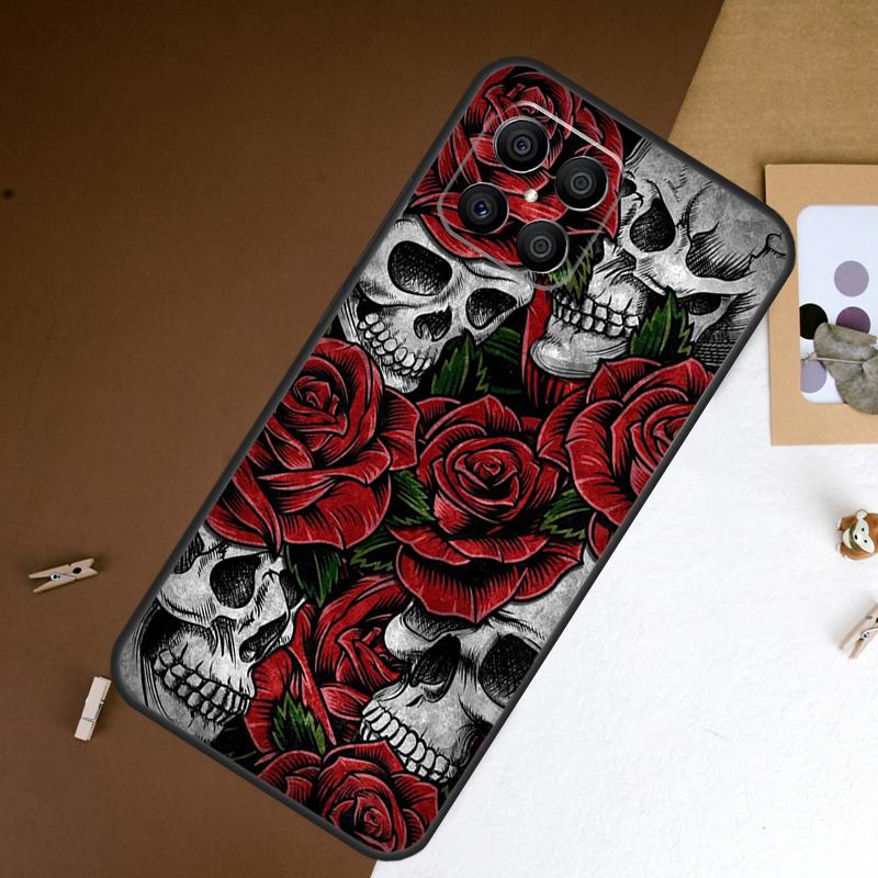 

Gothic Floral Skull Case For Honor 70 50 90 Lite Magic 6 5 Pro Cover For Honor X8a X9a X7a X6a X9b X8 X9 X7 8X Honor 90