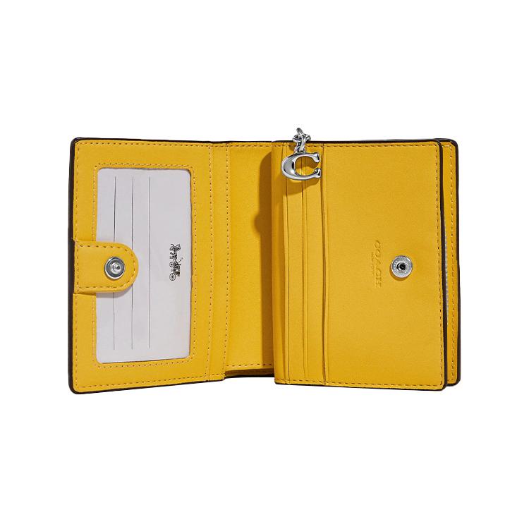 New COACH Snap Wallet Leather Card Holder, Wallet Women's Yellow C8703-SVYEO