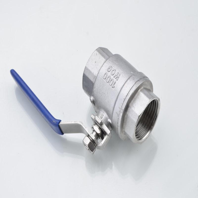 316L Stainless Steel High-Temperature Full Bore Two-Piece Ball Valve: Internal Thread, Sizes 1/4'' (4 points), 3/8'' (6 points), 1'', 2''.