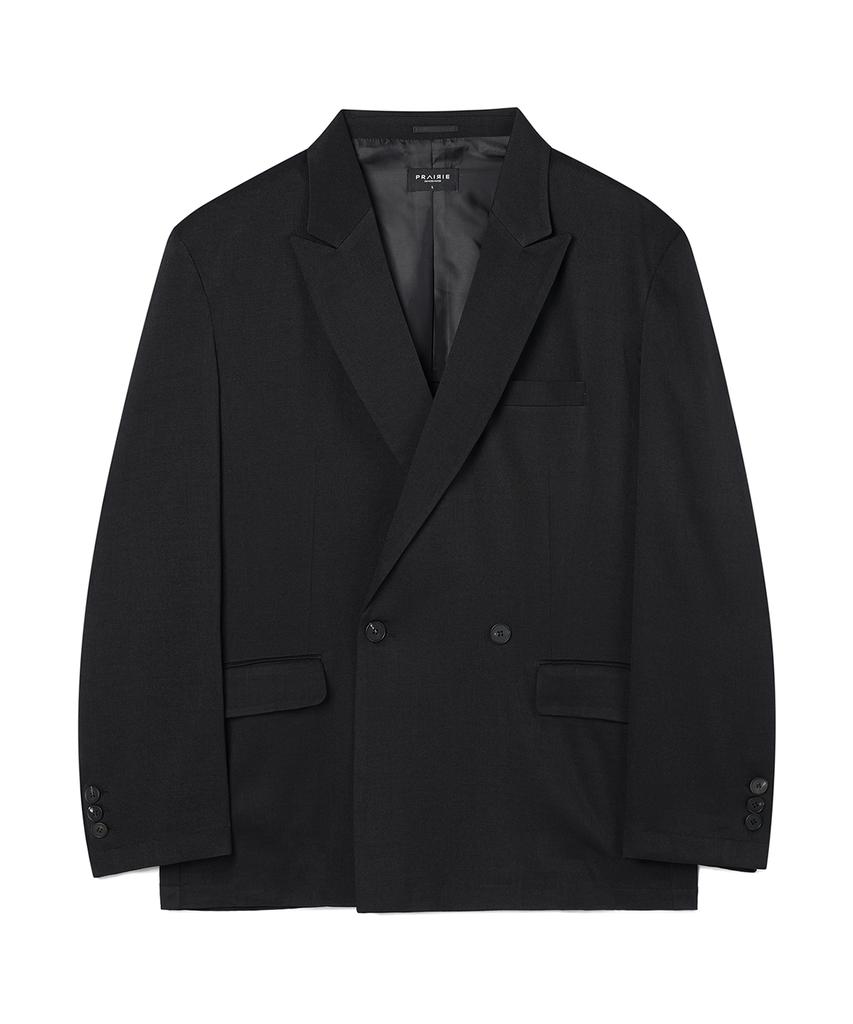 Prairie Big Daddy Fit One-Button Double Blazer (Black)
