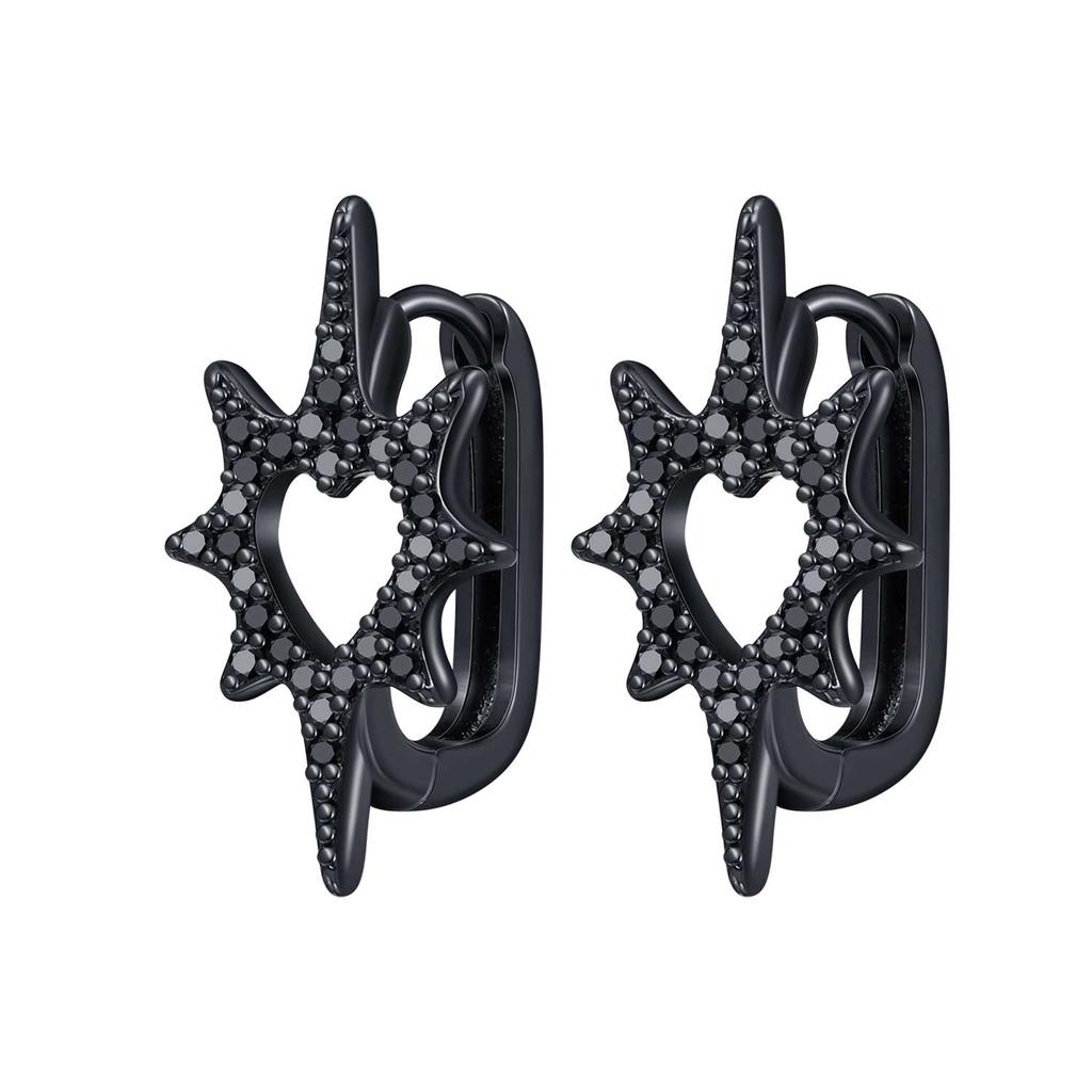 Orstarry S925 Silver Earring Vintage Style Carved Vine Black Zircon Hoop Earring For Women Birthday Gift Silver Jewelry