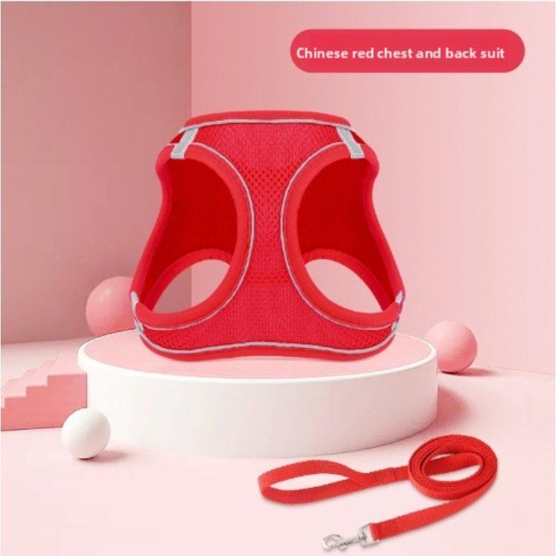 

Жилетный тип шлейки для питомца, шнурок, сетчатая ткань, светоотражающий поводок для выгула собаки, товары для собак и кошек, телескопический L красный
